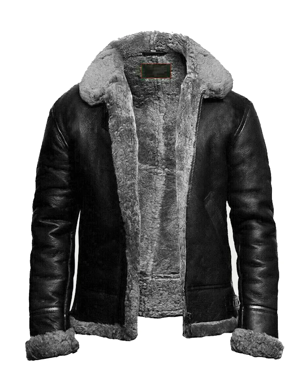 B3 Bomber Black Fur Pilot Leather Jacket