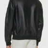 Black Bomber Leather Jacket For Mens