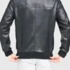 Black Leather Bomber Jacket For Mens