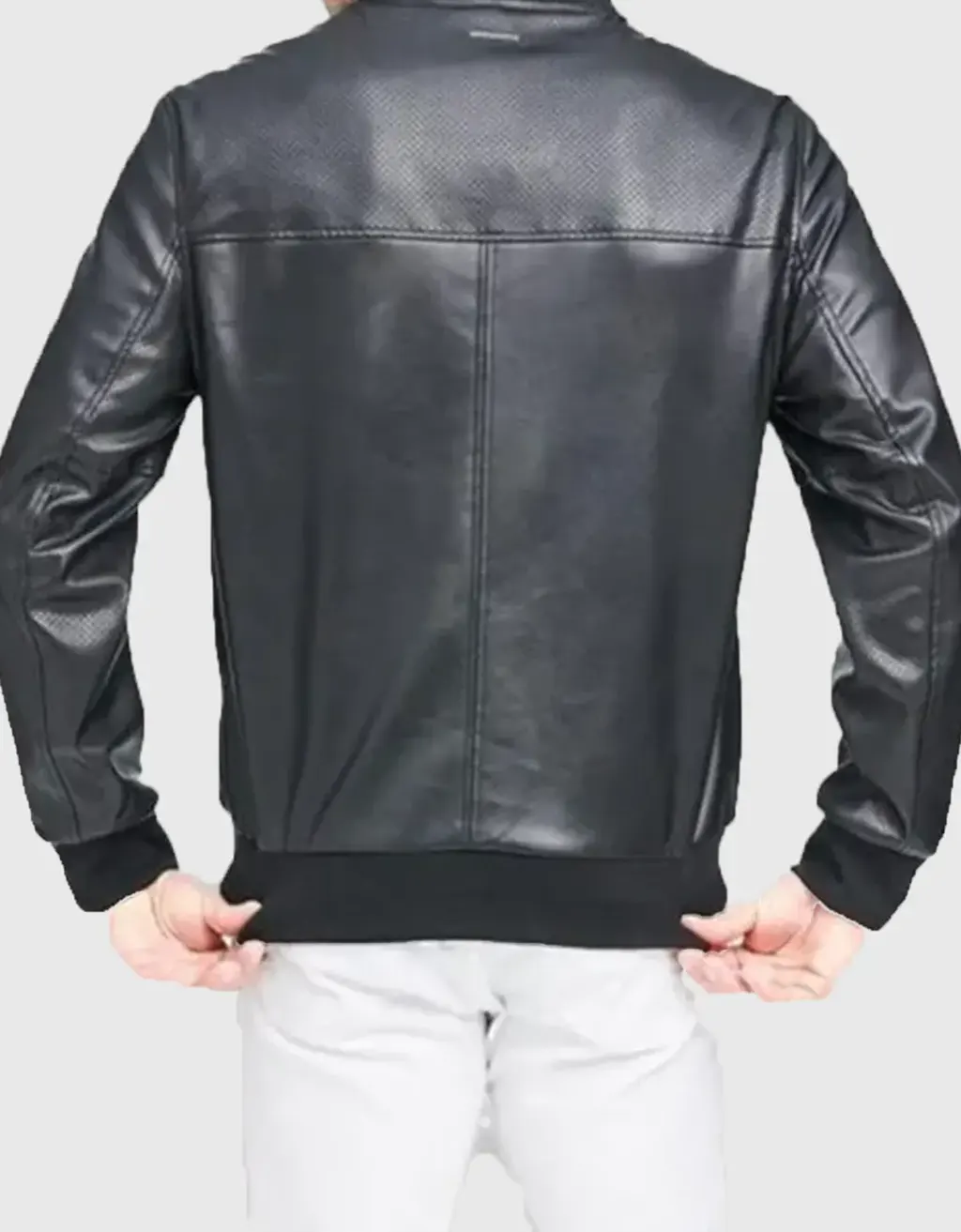Black Leather Bomber Jacket For Mens
