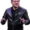 Jensen Huang Nvidia CEO Black Biker Leather Jacket
