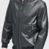 Jhon Black Leather Bomber Jacket