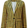 Lily Collins Yellow Tweed Blazer
