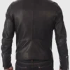 Mens Black Cafe Racer Biker Leather Jacket