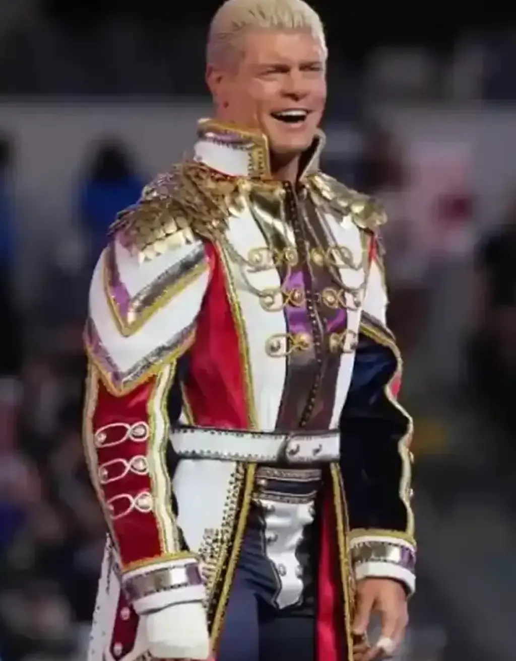 SmackDown WWE Wrestler Cody Rhodes White Military Leather Coat